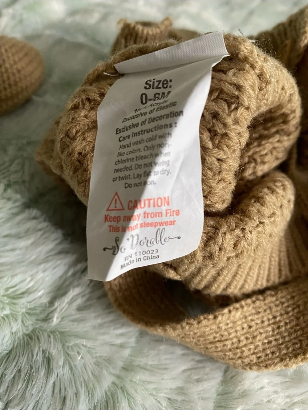 So ‘Dorable Brown Knit Baby Romper with Matching Booties — NWOT, Tan/Brown, 0-6m